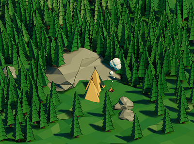 Low Poly Forest 3d 3d art 3d artist forest illustration low poly lowpoly