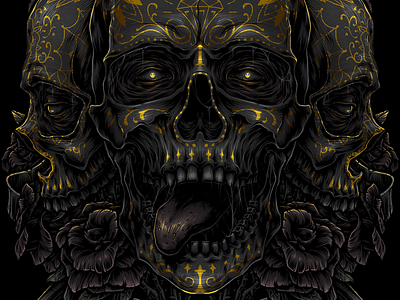 Dia de Los Muertos artwork dark art dia de los muertos horror illustratio mexico skull