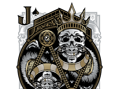 Jack of Spade horror illustrator playing cards skull vector