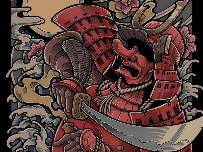 Samurai tattoo Japanese clipart with warrior  Stock Illustration  84594928  PIXTA