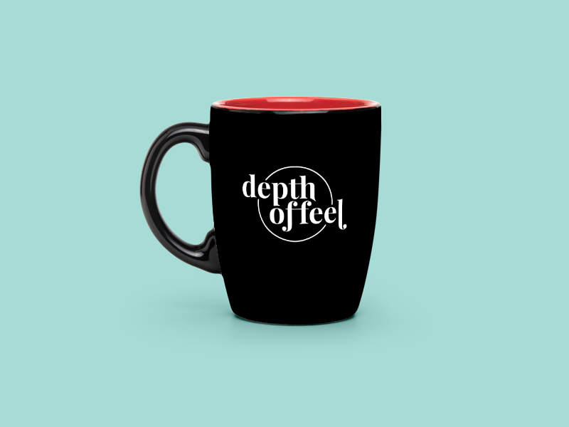 Depth of Feel Concept 02 playful circle mug identity lockup playfair serif wordmark logo