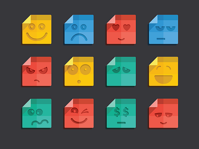 Smileys pack emotions expressions flat free freebie icon icons stickers trendy vector