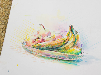 Everyday sketch art banana brush deleter drawing food fruits markers pen sketch water color brush