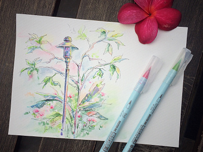 Urban greenery art deleter drawing floral greenery hand drawn lantern neopiko sketch tropical water brush