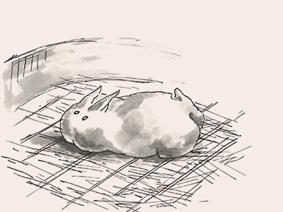 Pao asian black and white drawing food hand drawn ink inking liner rabbit sketch streetfood waterbrush