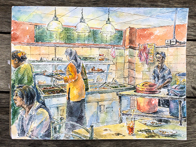 Curry house asian city cooking curry eatery food painting paper restaurant urban urbansketching watercolor