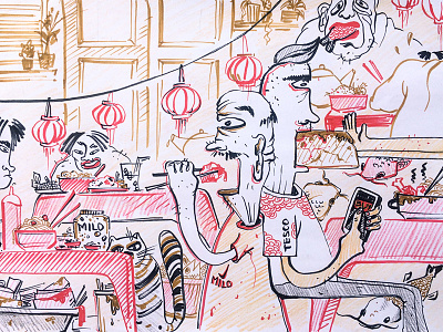 Food Court asia foodcourt illustration markers noodles sketching streetfood