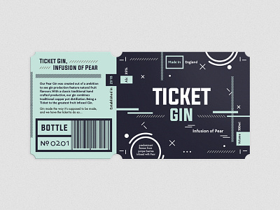 Ticket Gin Concept bottle cinema concept gin label ticket type