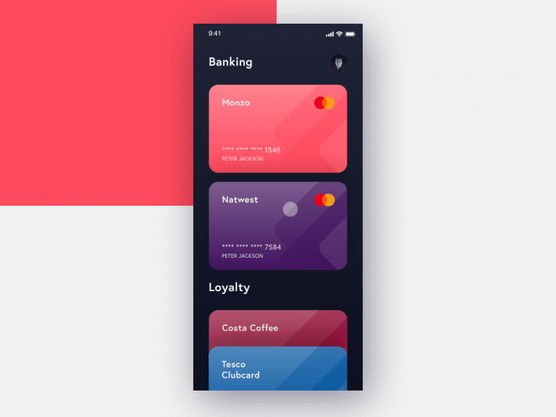 Wallet App - Animated animated applepay banking cards fintech loyalty money pay ui ux design