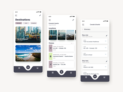 Travel App - work in progress app concept design sketch ui ux