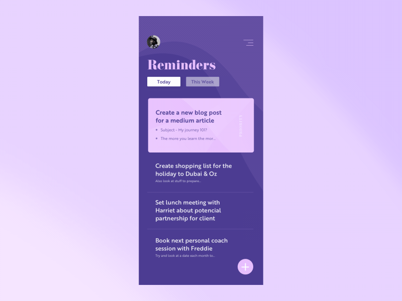 Reminders App ae aftereffects animated app concept interaction design ios prompt ui ux