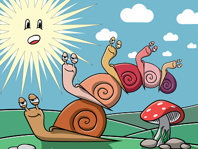 Snails drawing going illustration nowhere snail sun