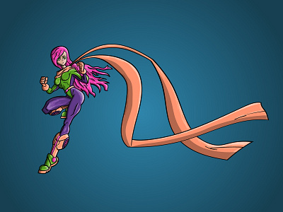 Super Girl cartoon character comic flying girl hair pose power purple super superhero woman