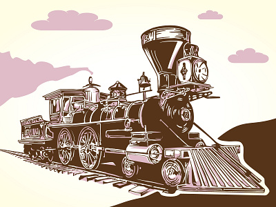 Steam Locomotive classic engine illustration locomotive power rail scalable steam vector vintage