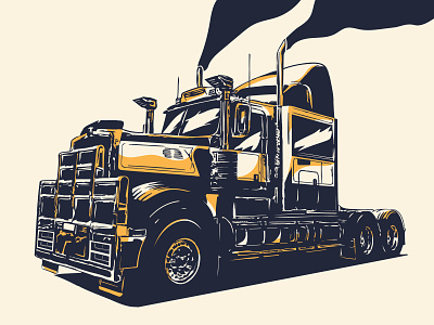 Truck 18 big car classic graphic illustration logo power truck vintage wheels yellow
