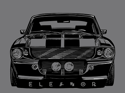Ford Mustang Eleanor auto black car classic eleanor ford graphic illustration mustang shelby vector vintage white