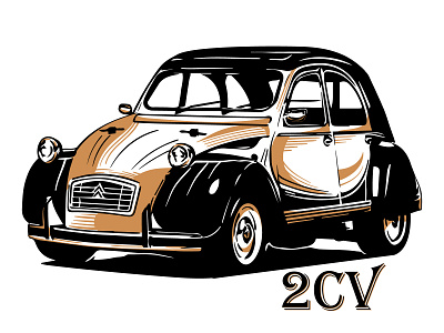 2CV 2cv auto car citroen classic convertible louis de funes old scalable vector vintage