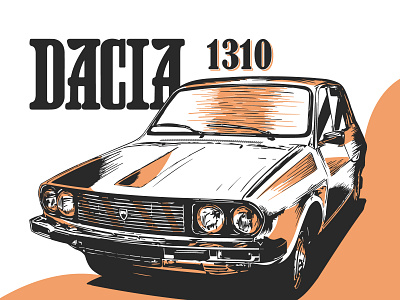 Dacia1310 1310 auto black car classic contrast dacia graphic illustration orange pale scalable vector vintage