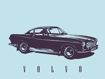 Volvo auto blue car classic cyan graphic illustration scalable vector vintage volvo