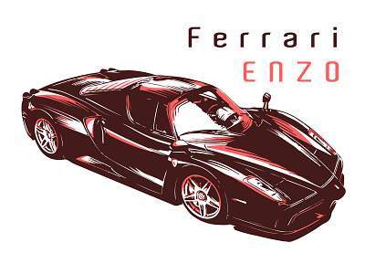 FerrariEnzo 2 color auto car enzo expensive ferrari graphic illustration luxury passion red sport