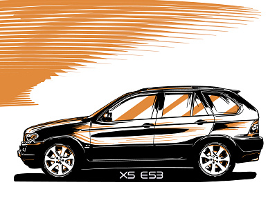 BMW X5 E53 Side auto black bmw car e53 graphic illustration orange scalable vector x5