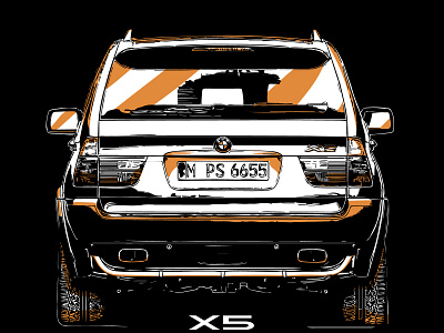 BMWX5E53Back 4x4 auto bmw car e53 graphic illustration offroad power suv terrain x5