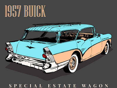 1957 Buick Special Estate Wagon 1957 auto buick classic estate graphic illustration scalable special vector vintage wagon