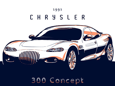 1991 Chrysler 300 Concept 1991 300 auto car chrysler concept drawing graphic horsepower illustration project vintage