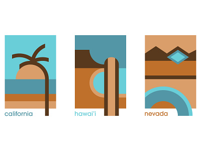 Minimalist U.S. State Series - Far West adobe illustrator california color design far west hawaii illustration minimalism minimalist design minimalist series nevada states us states