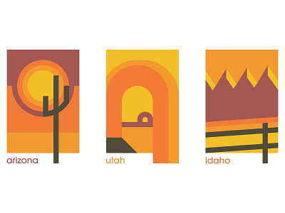 Minimalist U.S. State Series - High Desert adobe illustrator arizona color design grid high desert idaho illustration state series us states utah