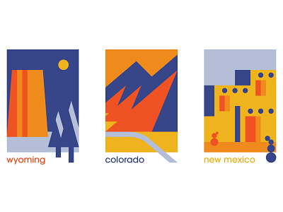 Minimalist U.S. States - Front Range adobe illustrator color colorado design front range grid illustration minimalist minimalist design new mexico state series us states wyoming