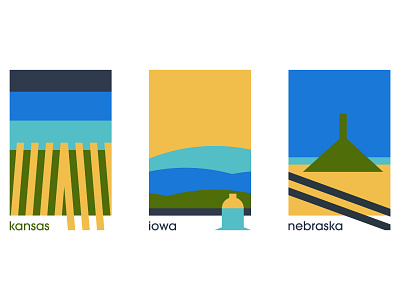 Minimalist U.S. States - Great Plains 5 color design adobe illustrator color design illustration iowa kansas minimalist minimalist design nebraska