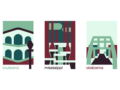 Minimalist U.S. States - Deep South