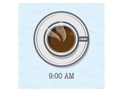 Coffee 9am adobe illustrator around the clock beverages black coffee brown coffee coffee cup color design drinks early morning formica table illustration morning mug retro time time of day