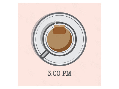 Tea 3pm adobe illustrator afternoon around the clock beverages color cup cup of tea cuppa design drinks formica table illustration morning mug retro tea bag time time of day