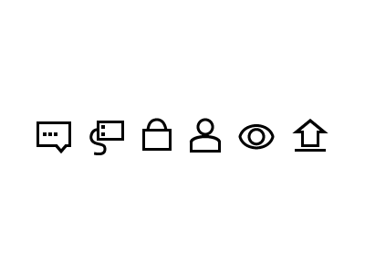 Internet icons arrow connectivity eye up internet lines lock outline person speech usb user