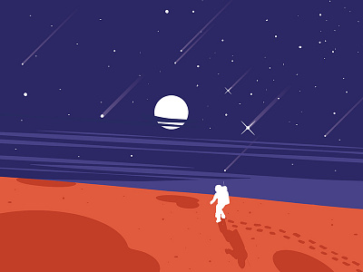 Guess who! Illustration serie cosmonaut flat graphic design illustration mars martian moon space spacesuit stars sun vector