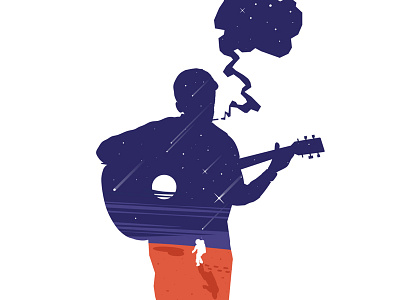 Guess who! Illustration serie cosmonaut design flat graphic guitar illustration mars martian space spacesuit sun vector