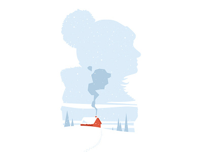 Guess who! Illustration serie design flat graphic house illustration landscape portrait smoke snow vector winter