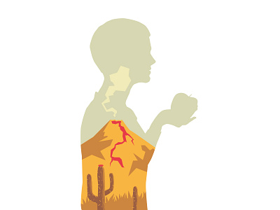 Guess who! Illustration serie cactus design flat graphic illustration landscape mountain vector volcano