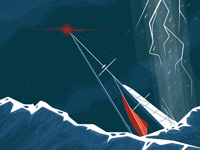 It's gonna be alright boat illustration rain sail sea storm