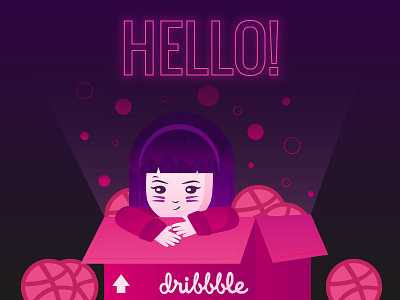 Hello Dribbble! character design debut girl illustration