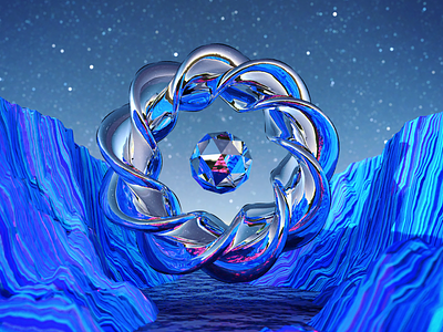 Surreal Gully – Night 3d abstract b3d blender blenderrender blue chrome cycles render render surreal