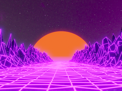 80's Style Environment 3d 3d environment 3d render 80s 80s environment animation b3d blender neon orange purple vaporwave