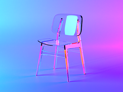 Glass Chair 3d 3d art b3d blender blender3d blue chair chair design glass neon neon lights pink render