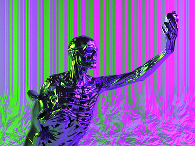 Metal Skeleton 3d 3dart apple b3d blender blender 3d green metal neon lighting purple render skeleton