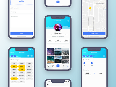 Fresh UI design for a Social App app categories clean concept design icons network profile step ui