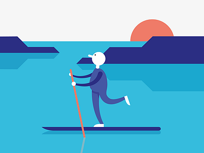 Paddleboarding 🏞 blue character design illustration lake mountains paddleboarding