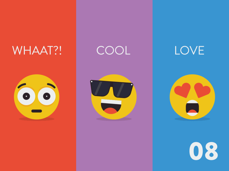 08/100: Top three emojis: shocked, cool and heart eyes after effects cool emoji gif heart eyes run shocked