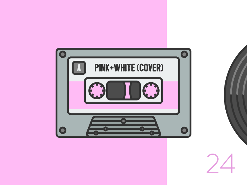 24/100: Pink + White cassette pink tape tbt throwback vinyl white